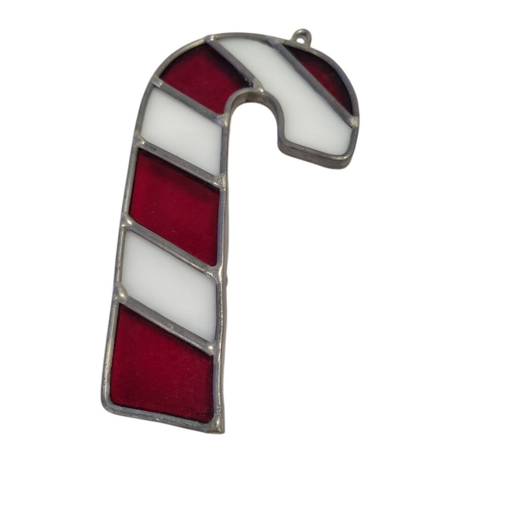Stained Glass Candy Cane Sun Catcher 5" Handmade Christmas